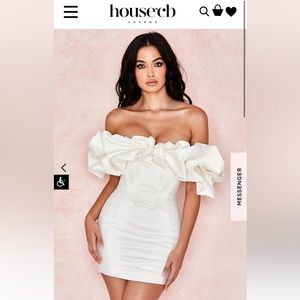 IVORY SATIN RUFFLE STRAPLESS DRESS